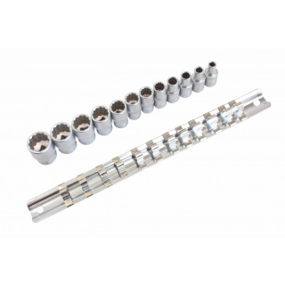 Nástrčné hlavice 12hranné palcové 1/4", 5/32" - 9/16", sada 12 kusov na lište